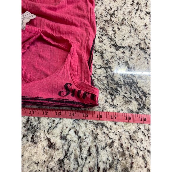 Sute Womens Racerback Tank Top Small Pink Buddha Print Cotton Distressed Boho - Picture 5 of 6